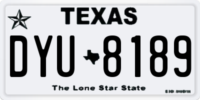 TX license plate DYU8189