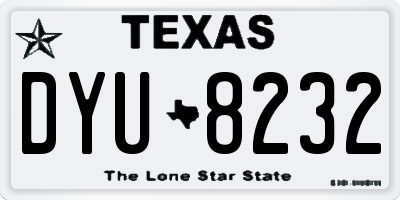 TX license plate DYU8232