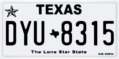 TX license plate DYU8315