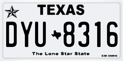 TX license plate DYU8316
