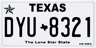 TX license plate DYU8321