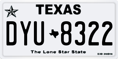 TX license plate DYU8322