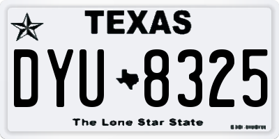 TX license plate DYU8325