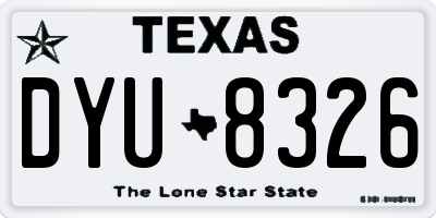 TX license plate DYU8326
