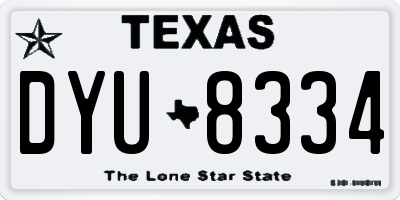 TX license plate DYU8334
