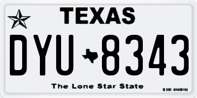 TX license plate DYU8343