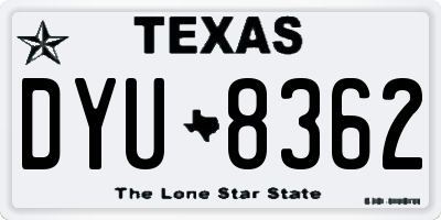 TX license plate DYU8362