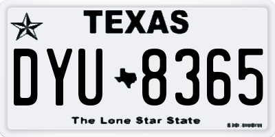 TX license plate DYU8365