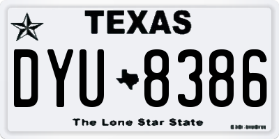 TX license plate DYU8386