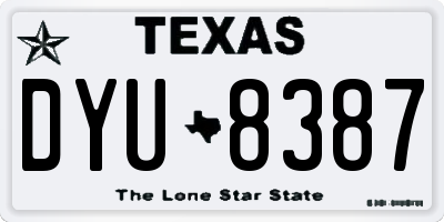 TX license plate DYU8387