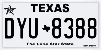 TX license plate DYU8388