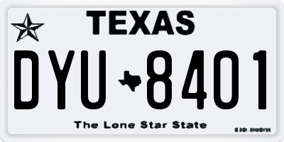 TX license plate DYU8401