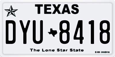 TX license plate DYU8418