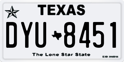 TX license plate DYU8451