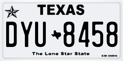 TX license plate DYU8458