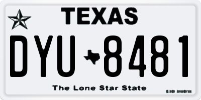TX license plate DYU8481