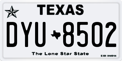 TX license plate DYU8502