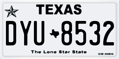TX license plate DYU8532
