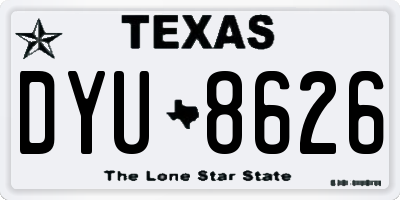 TX license plate DYU8626
