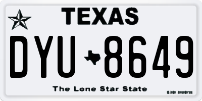 TX license plate DYU8649