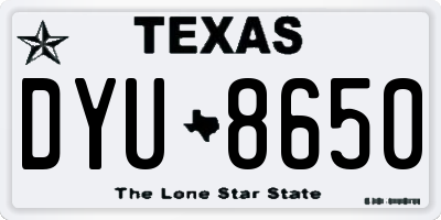 TX license plate DYU8650