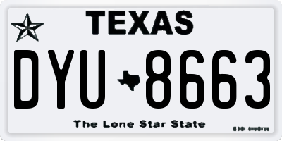 TX license plate DYU8663