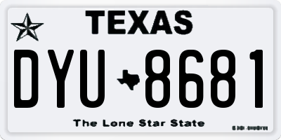 TX license plate DYU8681