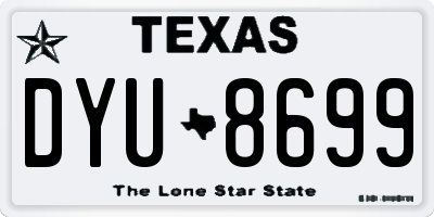 TX license plate DYU8699