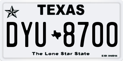 TX license plate DYU8700