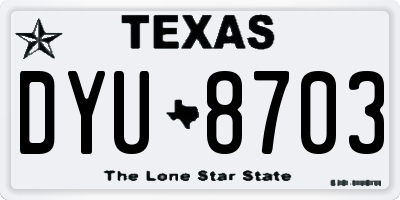 TX license plate DYU8703