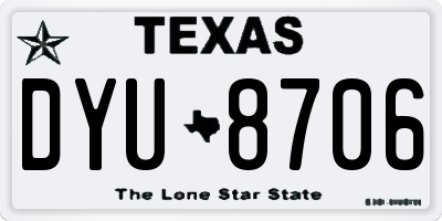 TX license plate DYU8706