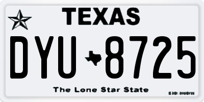 TX license plate DYU8725