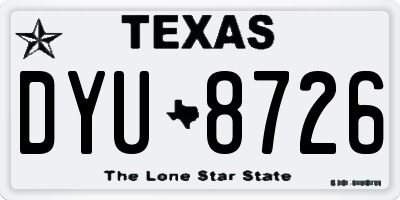 TX license plate DYU8726