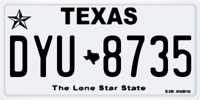TX license plate DYU8735