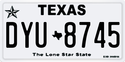 TX license plate DYU8745