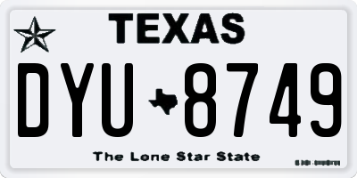TX license plate DYU8749