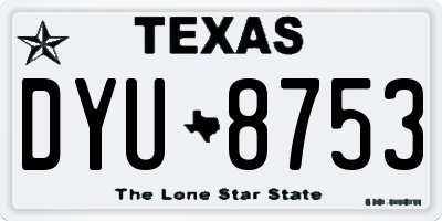 TX license plate DYU8753
