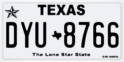 TX license plate DYU8766