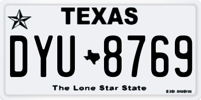 TX license plate DYU8769