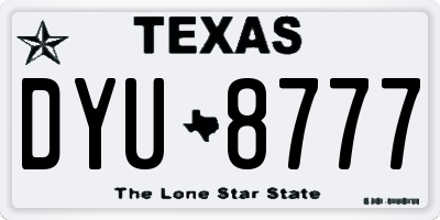 TX license plate DYU8777