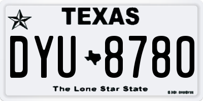 TX license plate DYU8780