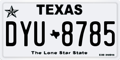 TX license plate DYU8785