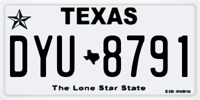 TX license plate DYU8791
