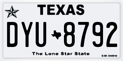 TX license plate DYU8792