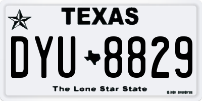 TX license plate DYU8829