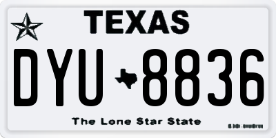 TX license plate DYU8836