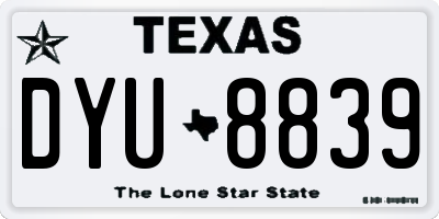 TX license plate DYU8839