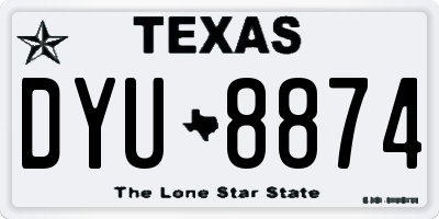 TX license plate DYU8874