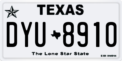 TX license plate DYU8910