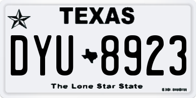 TX license plate DYU8923